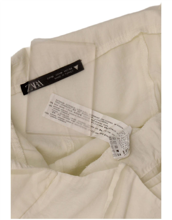 Zara Womens Front Tie Tunic Top UK 12 Medium White Lyocell