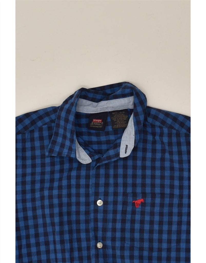 WRANGLER Boys Shirt 10-11 Years Large Blue Gingham Cotton | Vintage Wrangler | Thrift | Second-Hand Wrangler | Used Clothing | Messina Hembry 