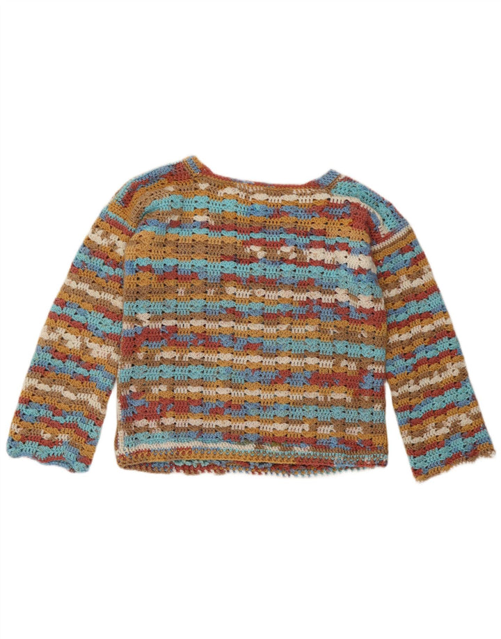 Vintage Womens Boat Neck Jumper Sweater UK 14 Medium Multicoloured Striped