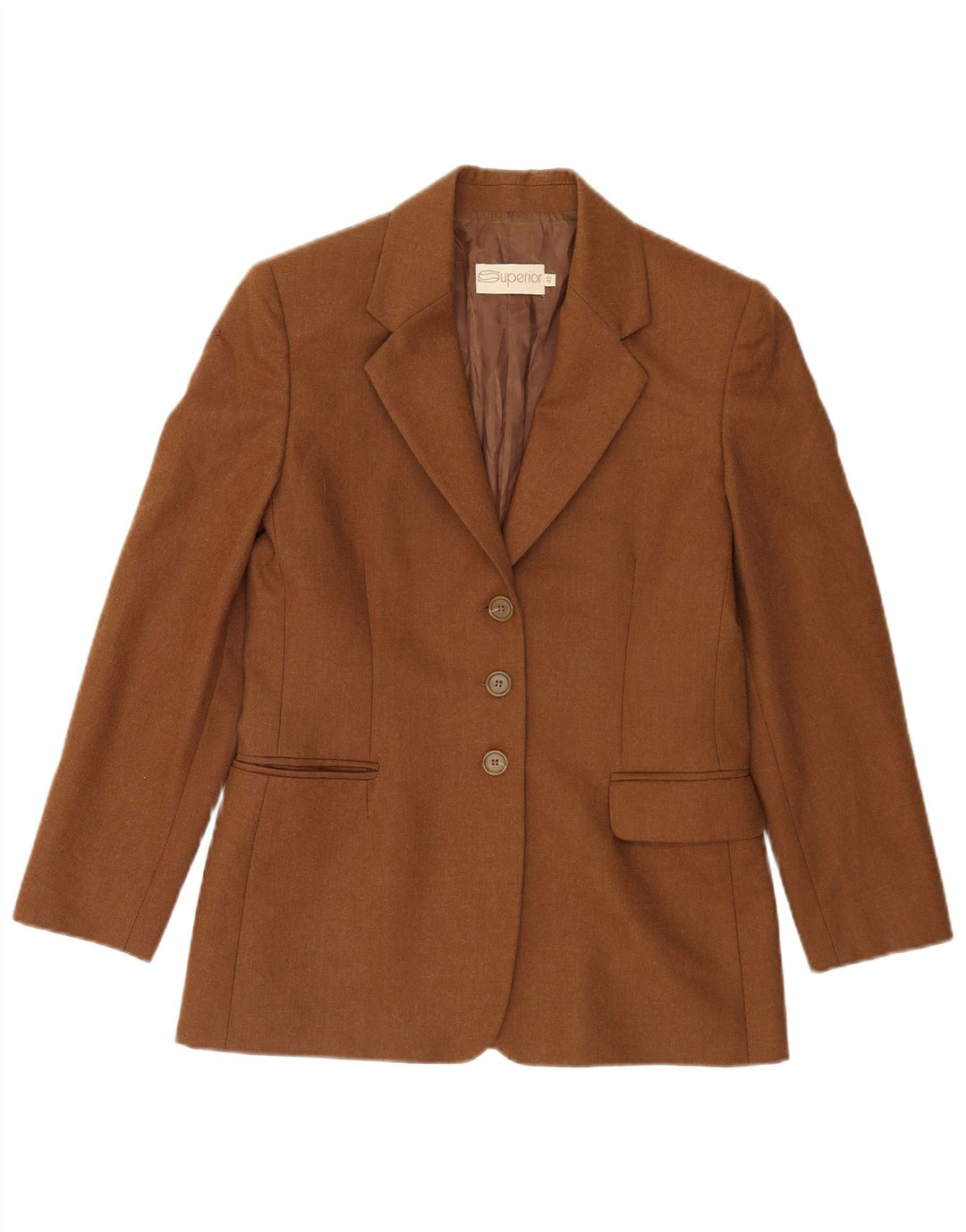Superior Womens 3 Button Blazer Jacket IT 42 Medium Brown Viscose