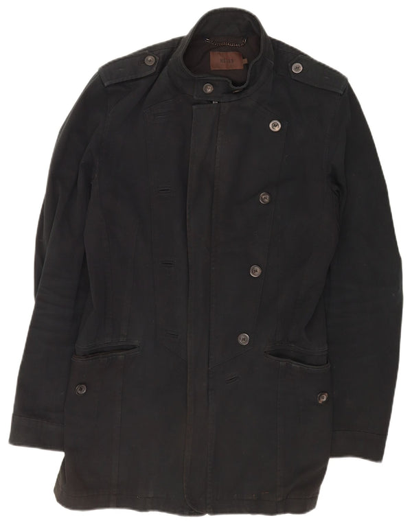 Reiss Mens Military Jacket UK 36 Small Black Cotton