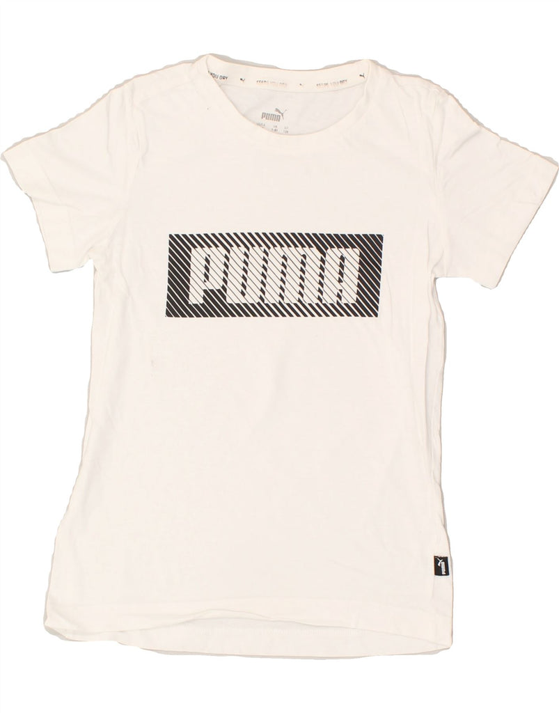 PUMA Boys Graphic T-Shirt Top 7-8 Years White Cotton | Vintage Puma | Thrift | Second-Hand Puma | Used Clothing | Messina Hembry 