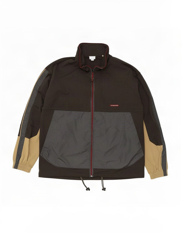 Diadora Mens Tracksuit Top Jacket UK 42 Large Brown Colourblock Polyester