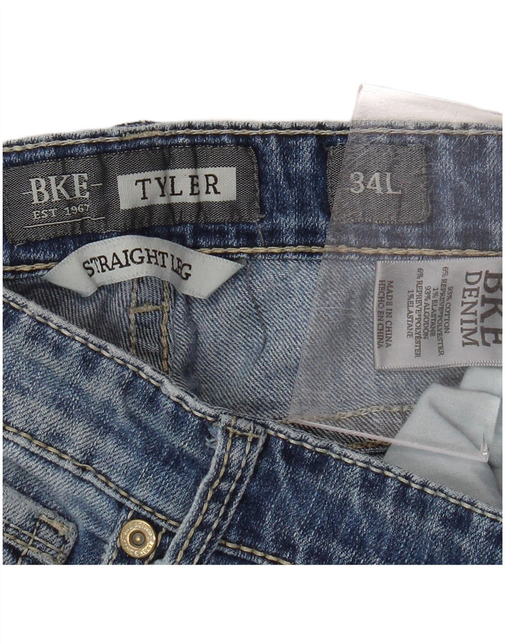 BKE Mens Tyler Straight Jeans W34 L32 Blue Cotton