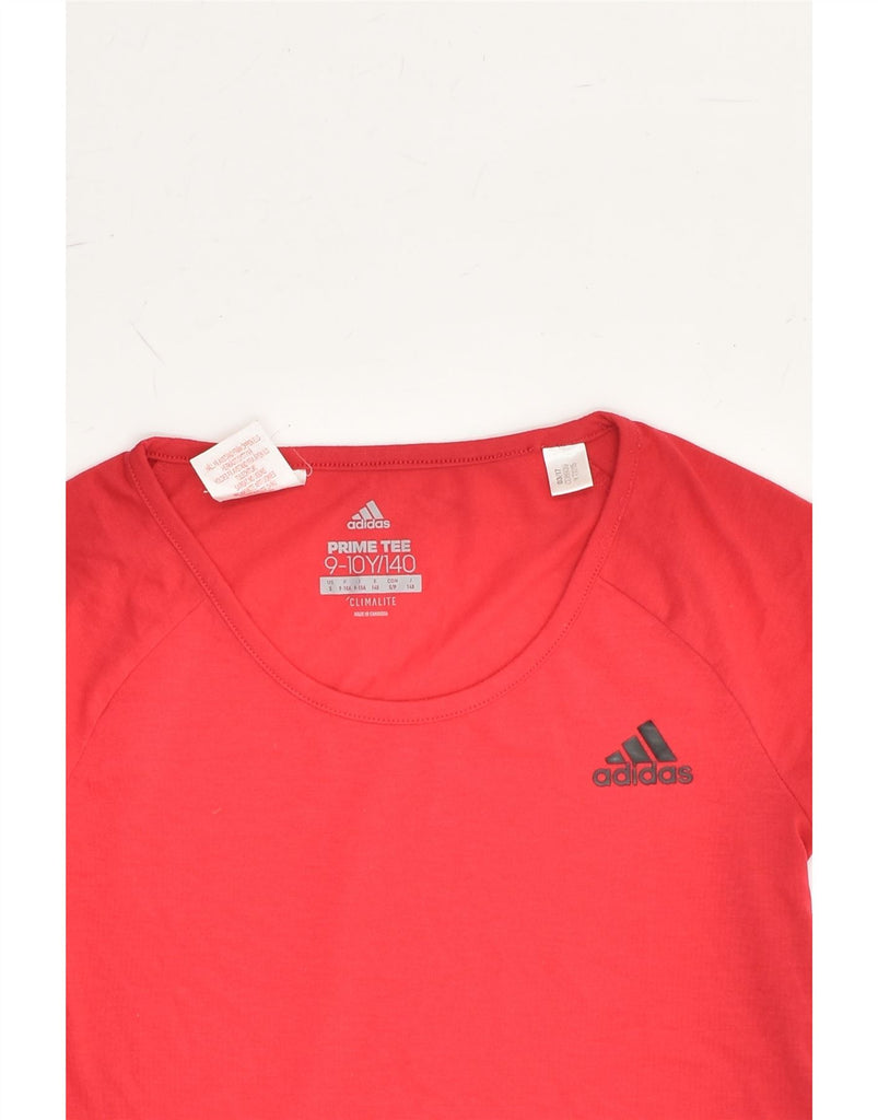 ADIDAS Girls Climalite T-Shirt Top 9-10 Years Red Polyester | Vintage Adidas | Thrift | Second-Hand Adidas | Used Clothing | Messina Hembry 