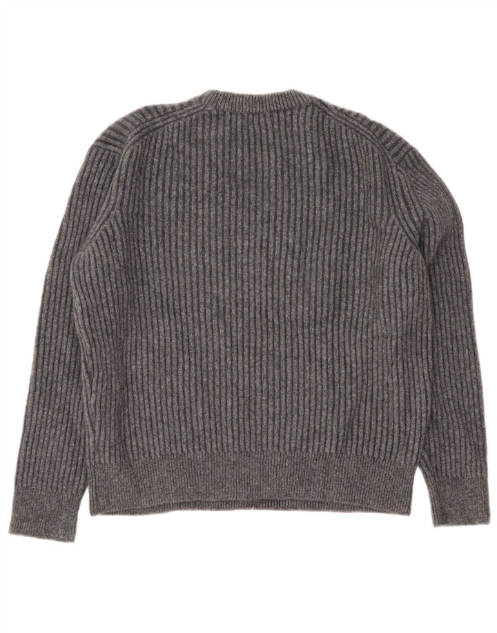 Massimo Dutti Womens Crew Neck Jumper Sweater UK 16 Large Grey Wool