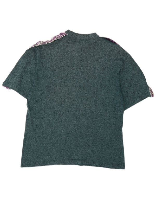 Asics Mens Graphic T-Shirt Top XL Green Flecked Cotton