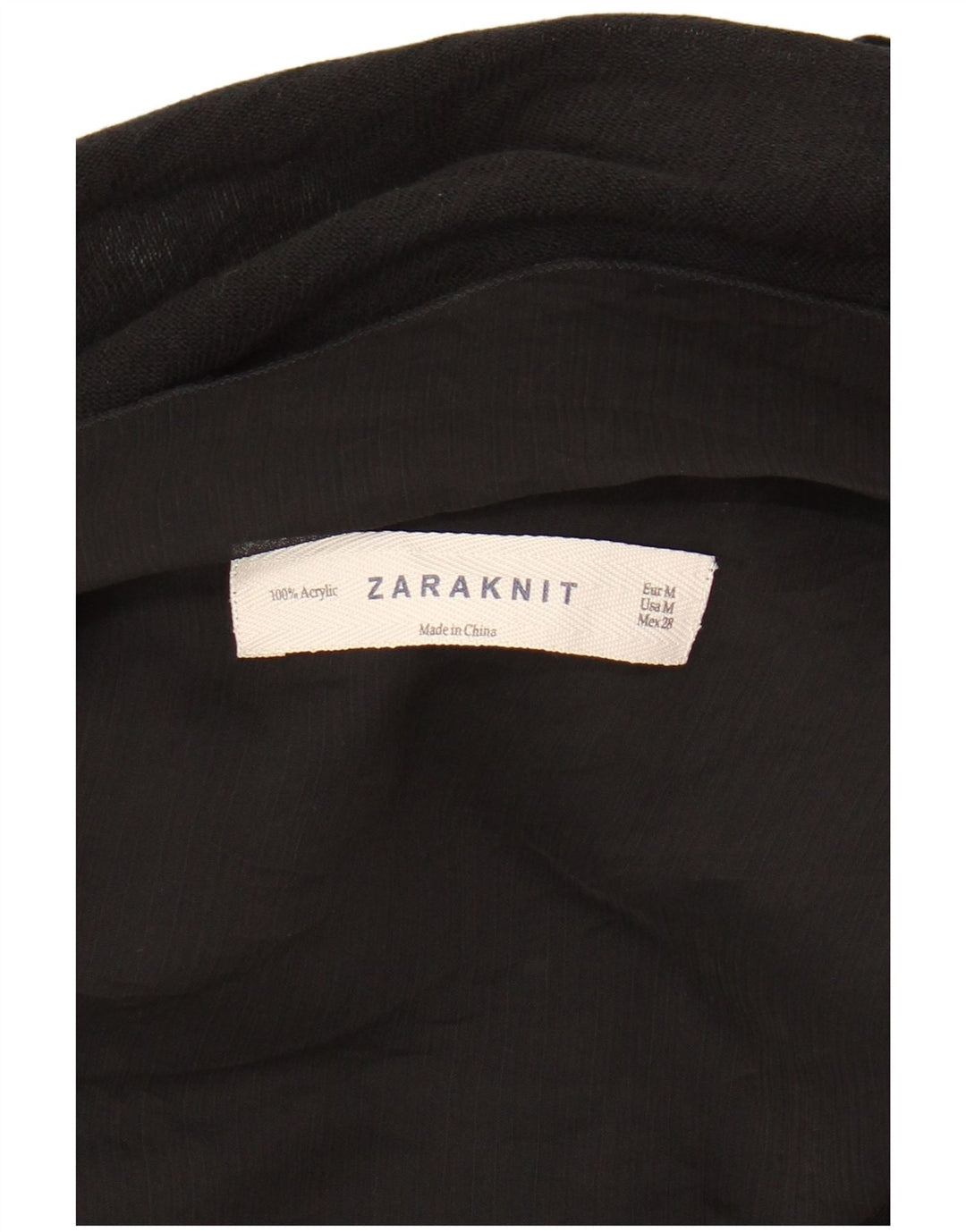 ZARA Womens Asymmetric Open Cardigan Sweater UK 12 Medium Black Acrylic