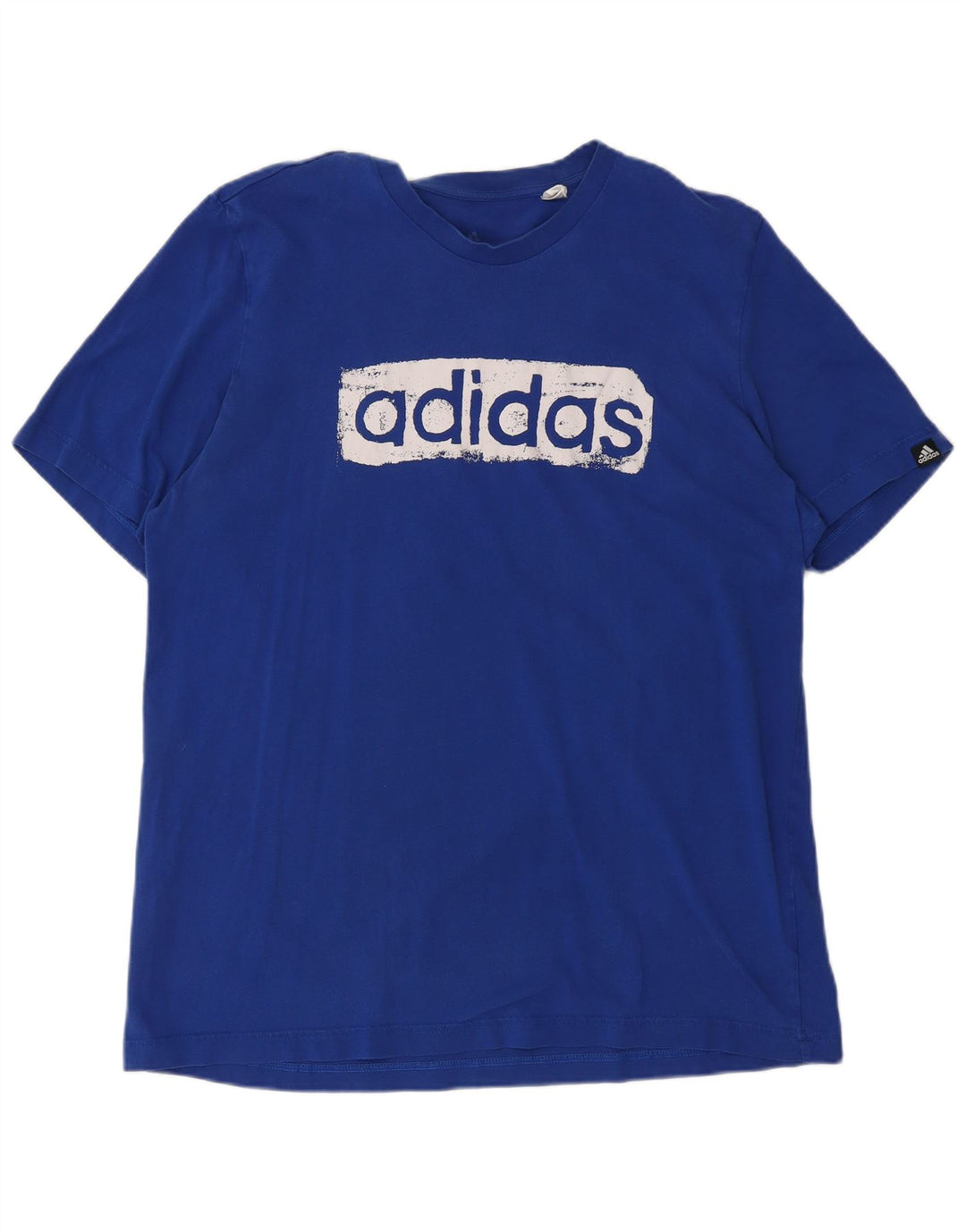 ADIDAS Mens Graphic T-Shirt Top Medium Blue Cotton