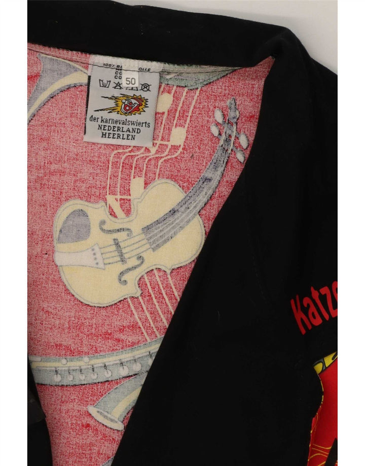 Vintage Womens Abstract Pattern Double Breasted Coat EU 50 3XL Red Cotton
