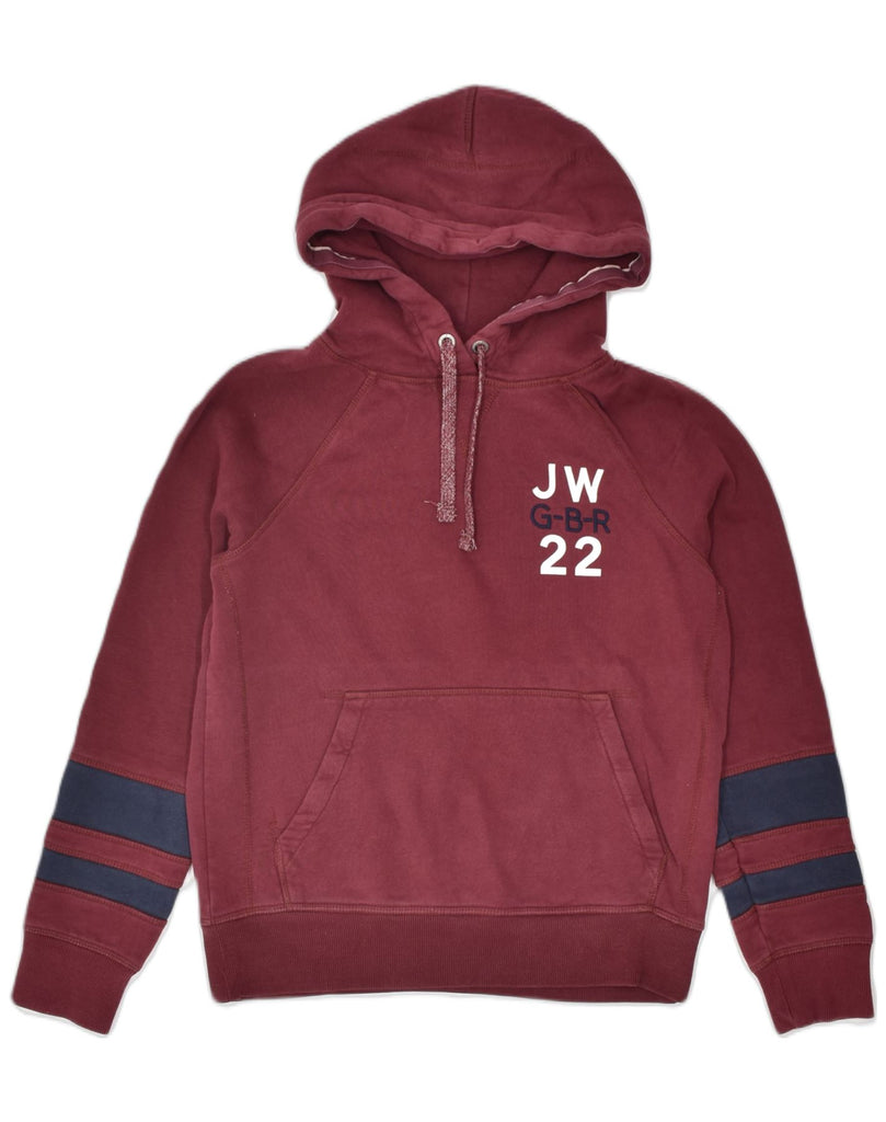 JACK WILLS Womens Graphic Hoodie Jumper UK 8 Small Burgundy Cotton | Vintage | Thrift | Second-Hand | Used Clothing | Messina Hembry 