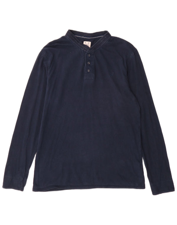 Crew Clothing Mens Top Long Sleeve Medium Navy Blue Cotton