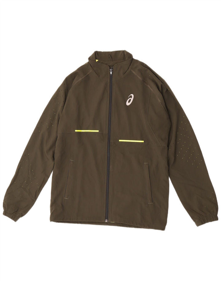 Asics Mens Tracksuit Top Jacket Medium Khaki