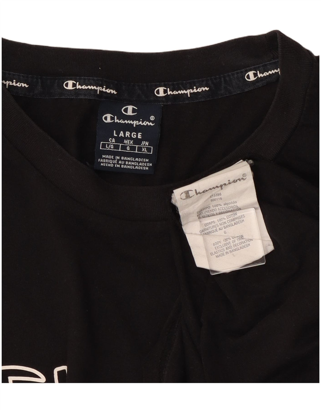 CHAMPION Mens Graphic T-Shirt Top Large Black Cotton