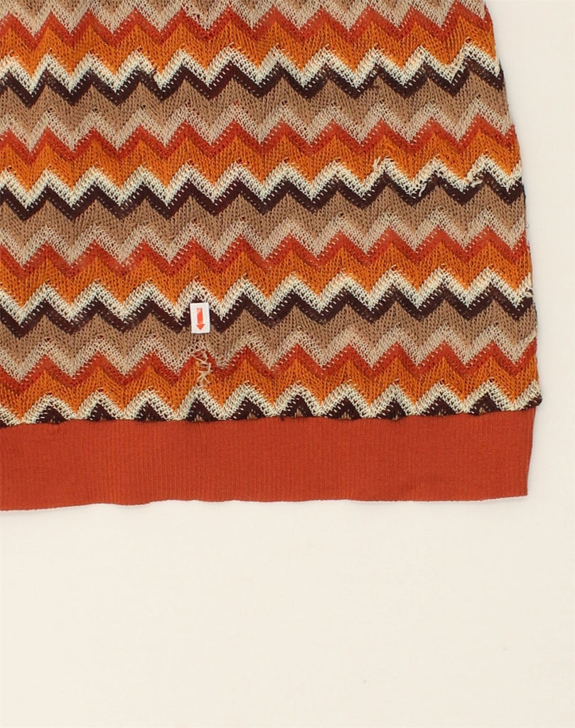 VINTAGE Womens Cardigan Sweater UK 10 Small Orange Chevron Rayon | Vintage Vintage | Thrift | Second-Hand Vintage | Used Clothing | Messina Hembry 