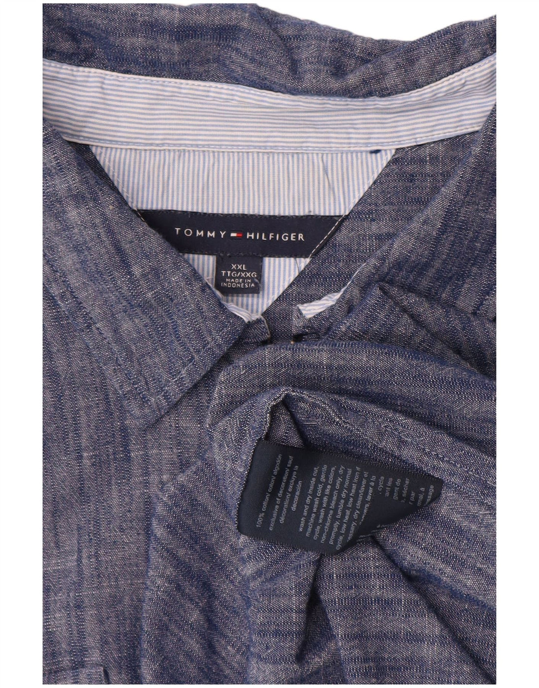 Tommy Hilfiger Womens Pullover Shirt UK 20 2XL Blue Flecked Cotton