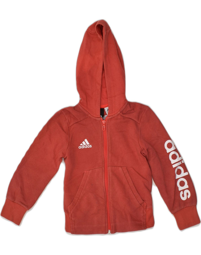 ADIDAS Boys Graphic Zip Hoodie Sweater 5-6 Years Red Cotton | Vintage Adidas | Thrift | Second-Hand Adidas | Used Clothing | Messina Hembry 