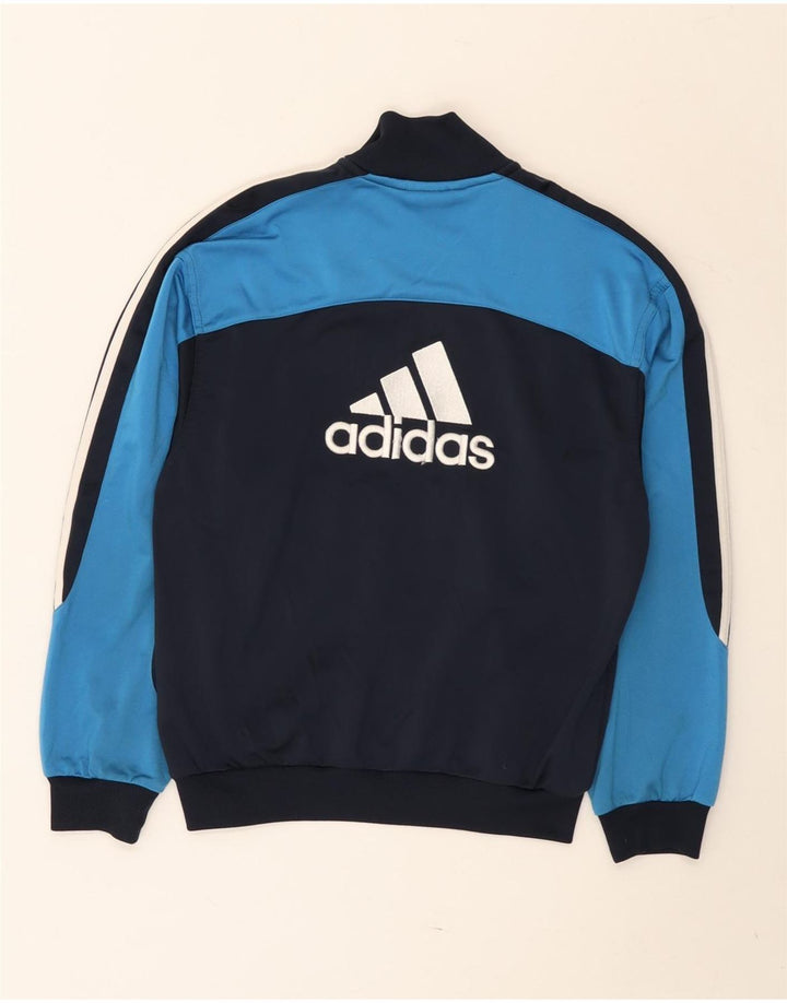 ADIDAS Boys Graphic Tracksuit Top Jacket 11-12 Years Blue Colourblock