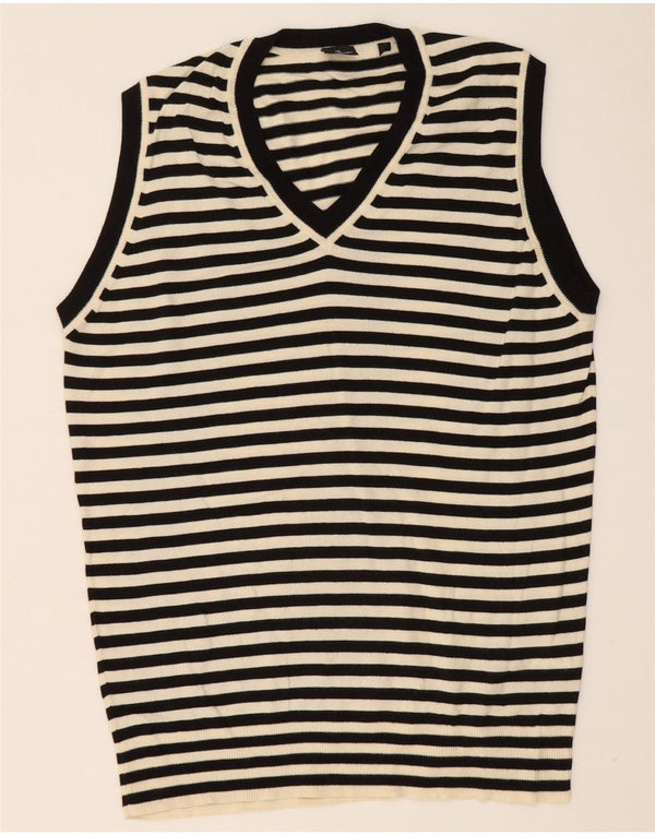 Paul Smith Womens Vest Tank Top UK 16 Large Black Striped Cotton