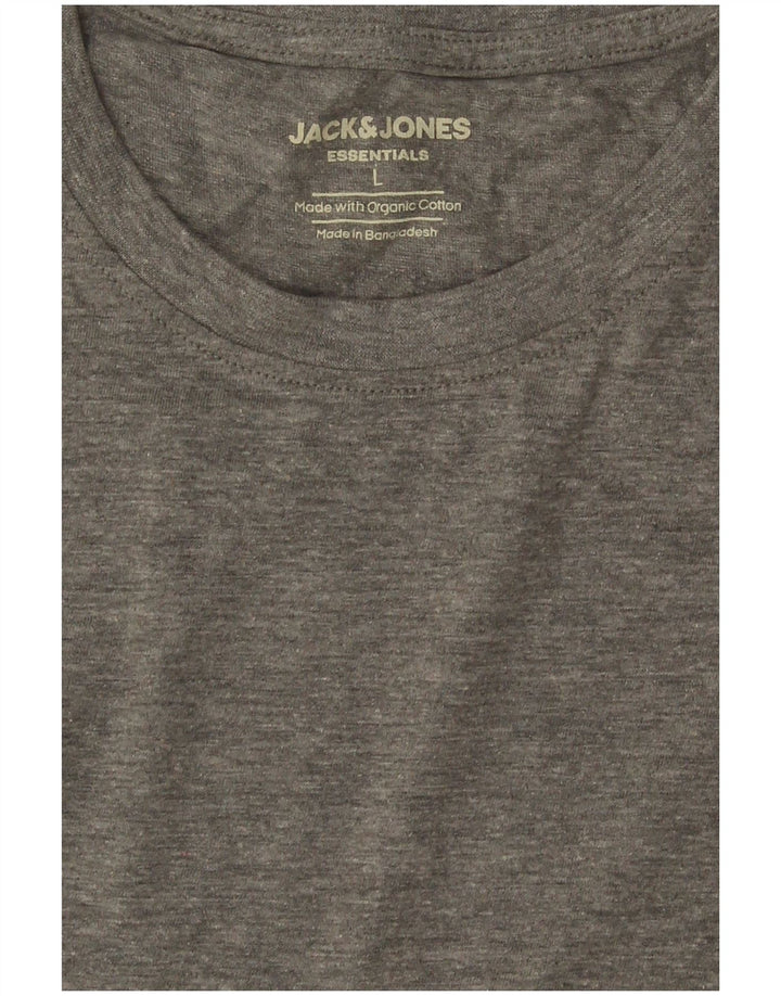 Jack & Jones Mens T-Shirt Top Large Grey Cotton