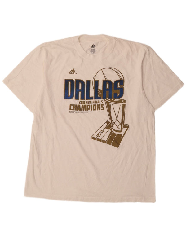 Adidas Mens Dallas Graphic T-Shirt Top XL White Cotton