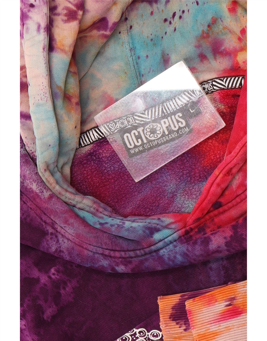 Octopus Mens Graphic Hoodie Jumper Large Multicoloured Tie Dye