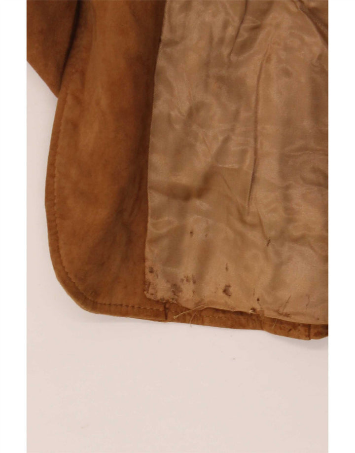 Anfor Womens Suede 2 Button Blazer Jacket IT 52 2XL Beige Leather