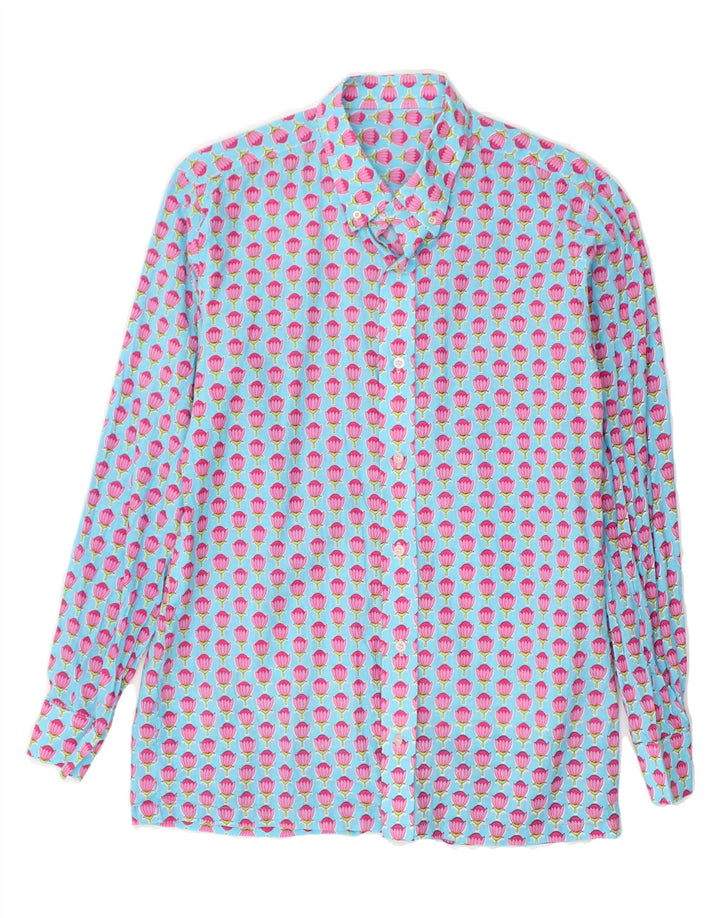 VINTAGE Mens Shirt Medium Blue Floral Vintage Vintage and Second-Hand Vintage from Messina Hembry 