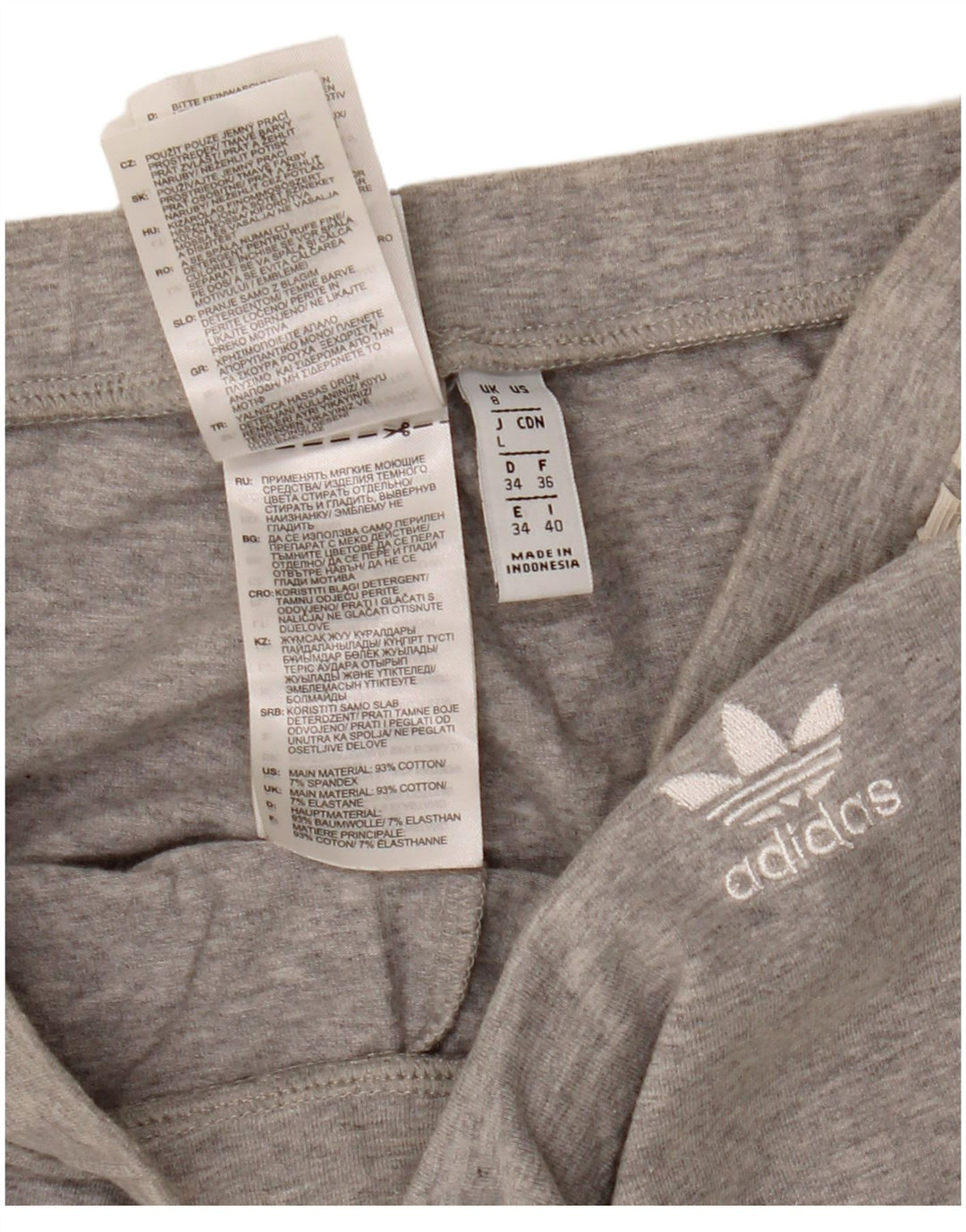 Adidas Womens Leggings UK 8 Small Grey Flecked Cotton