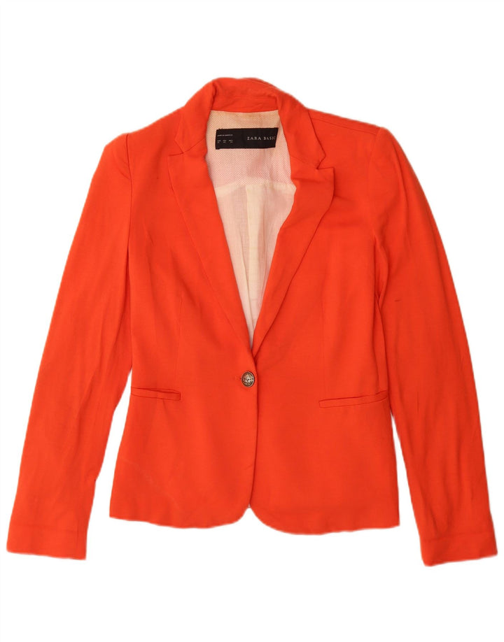 Zara Womens 1 Button Blazer Jacket UK 6 XS Orange