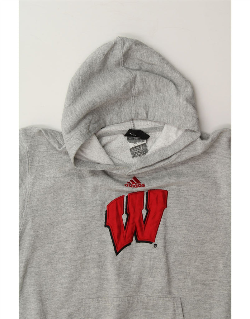 ADIDAS Boys Graphic Hoodie Jumper 10-11 Years Medium Grey Cotton Vintage Adidas and Second-Hand Adidas from Messina Hembry 