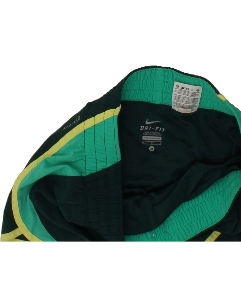 NIKE Womens Dri Fit Sport Shorts UK 14 Medium Green Colourblock Polyester Vintage Nike and Second-Hand Nike from Messina Hembry 