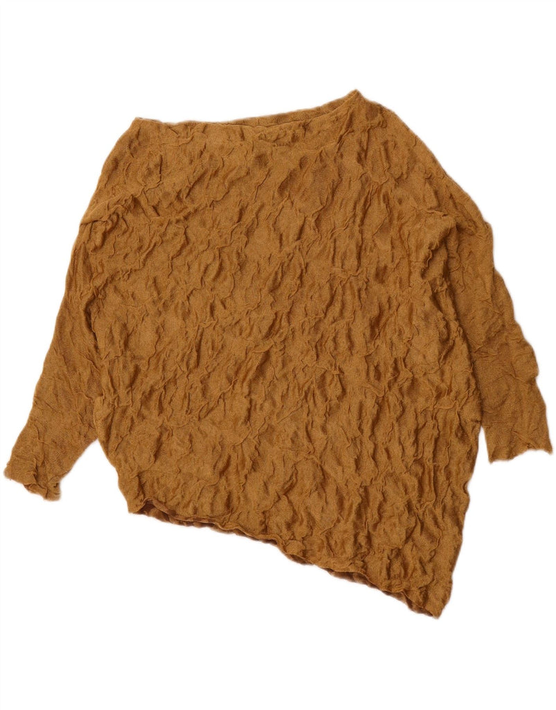 ZARA Womens Asymmetric 3/4 Sleeve Blouse Top UK 14 Medium Brown Viscose Vintage Zara and Second-Hand Zara from Messina Hembry 