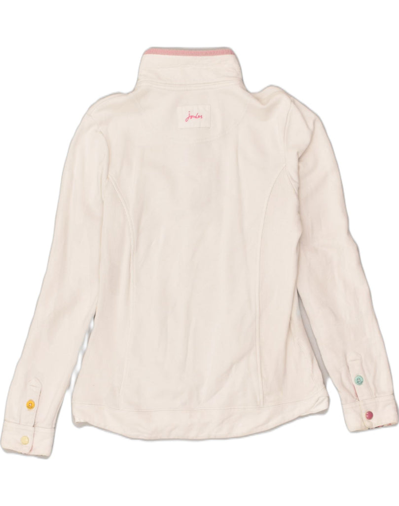 JOULES Womens Button Neck Sweatshirt Jumper UK 12 Medium White Cotton | Vintage Joules | Thrift | Second-Hand Joules | Used Clothing | Messina Hembry 