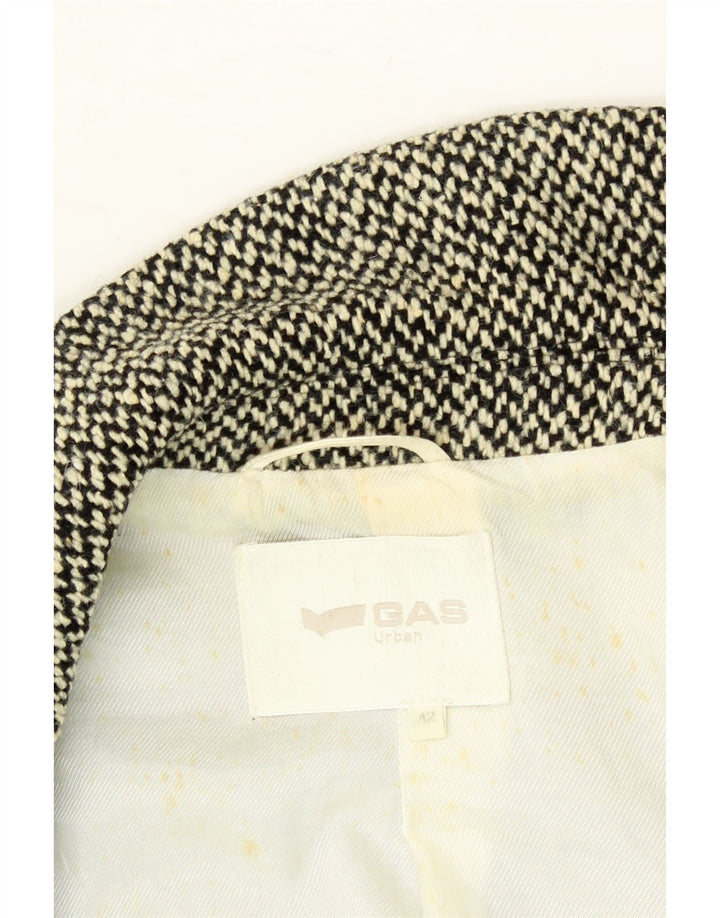 GAS Womens Overcoat IT 42 Medium Black Herringbone Wool Vintage Gas and Second-Hand Gas from Messina Hembry 