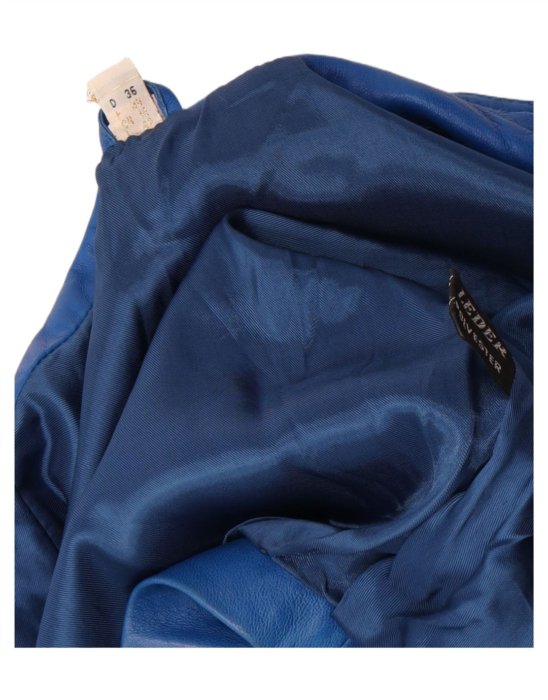 Vintage Womens Crop Leather Jacket UK 10 Small Blue