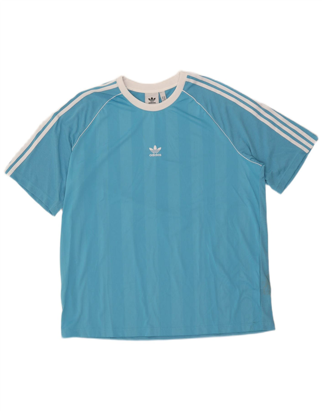 Adidas Mens T-Shirt Top 2XL Blue Striped Polyester