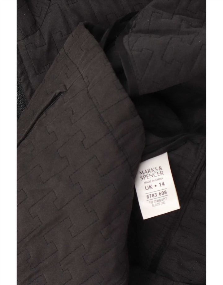 Marks & Spencer Womens Quilted Jacket UK 14 Medium Grey Polyester