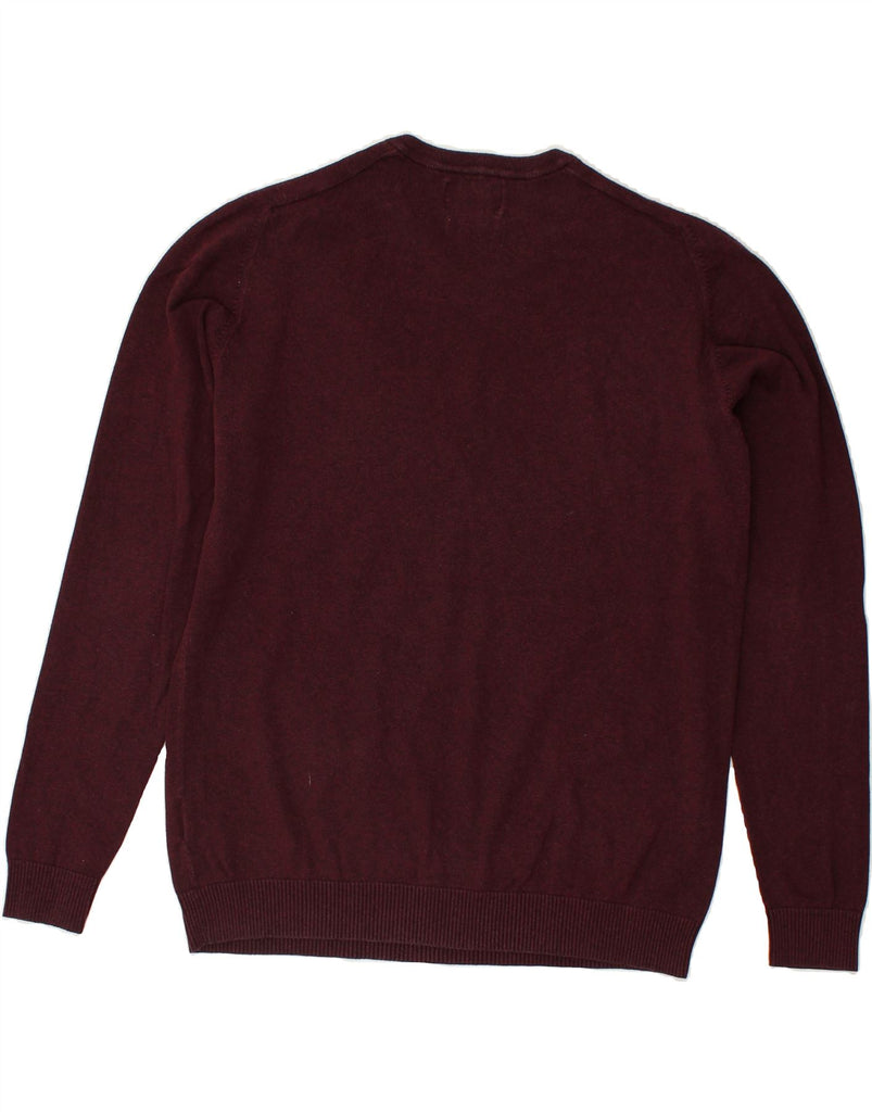 JACK & JONES Mens Premium V-Neck Jumper Sweater Large Burgundy Acrylic | Vintage Jack & Jones | Thrift | Second-Hand Jack & Jones | Used Clothing | Messina Hembry 