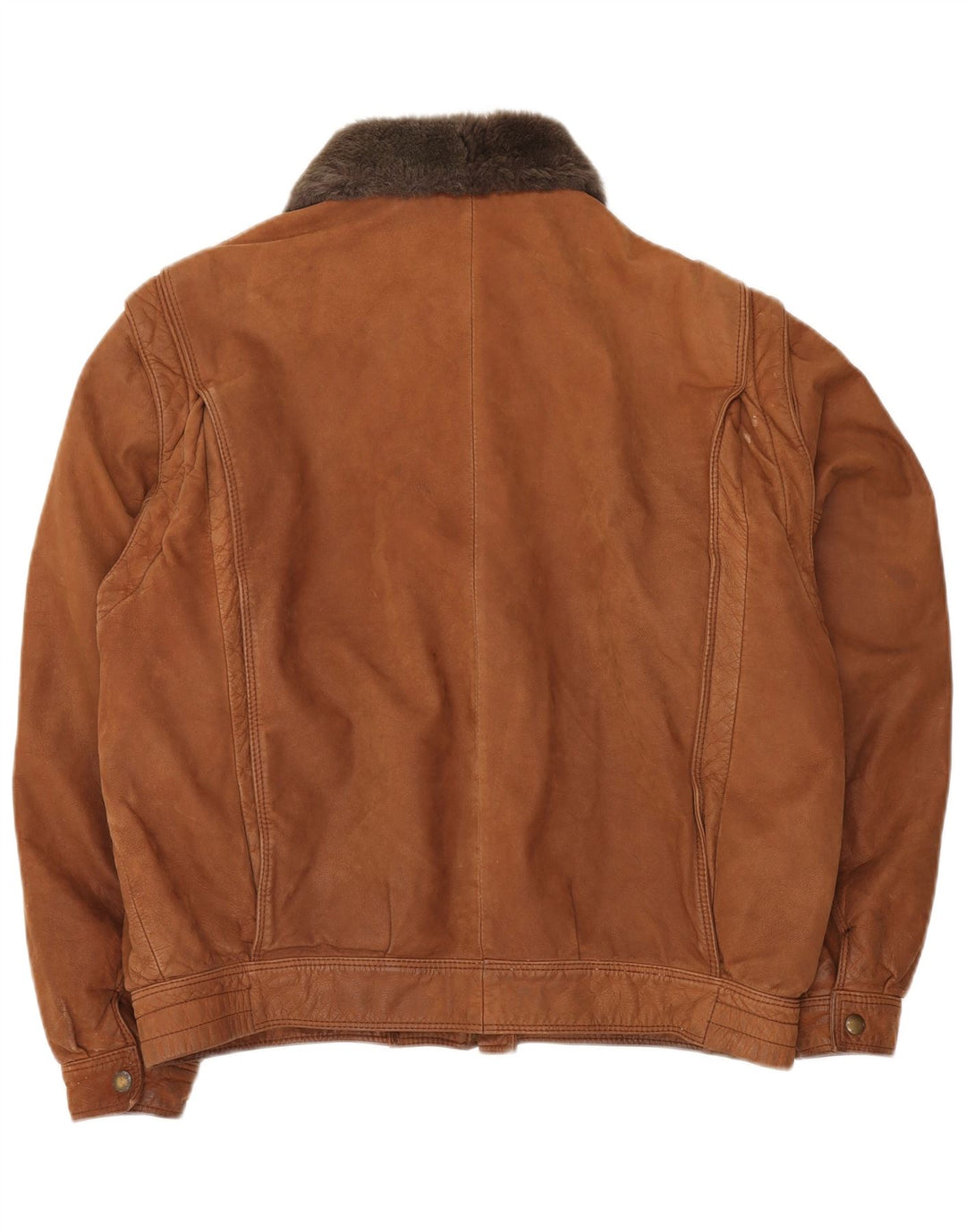VINTAGE Mens Leather Jacket IT 52 XL Brown Colourblock