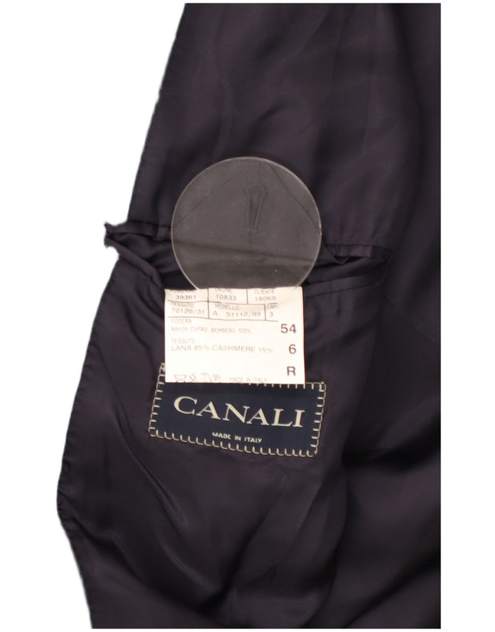 Canali Mens Overcoat IT 54 2XL Navy Blue Wool Classic