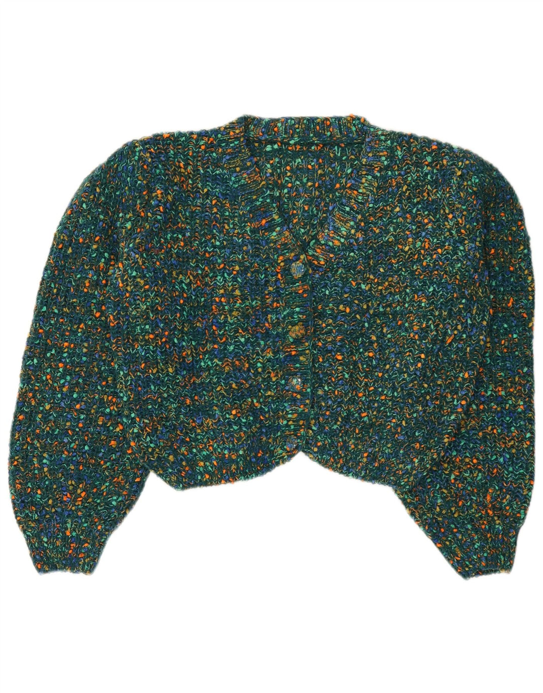 Cider Womens Crop Cardigan Sweater UK 16 Large Green Flecked Polyester