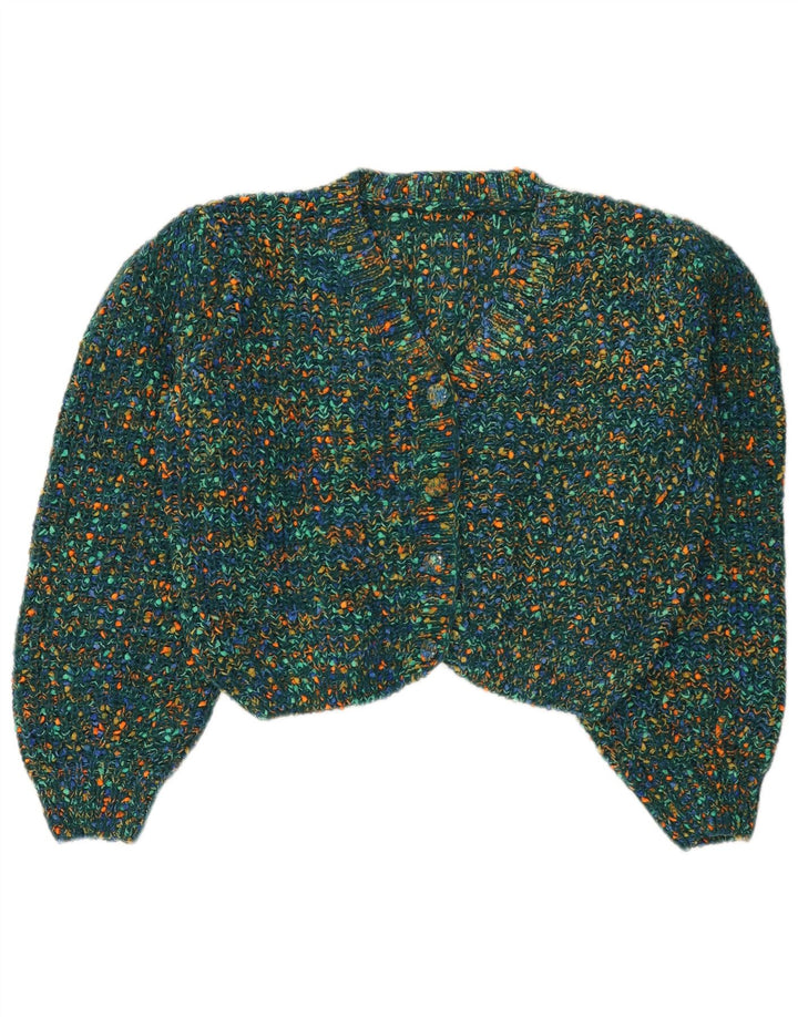 Cider Womens Crop Cardigan Sweater UK 16 Large Green Flecked Polyester