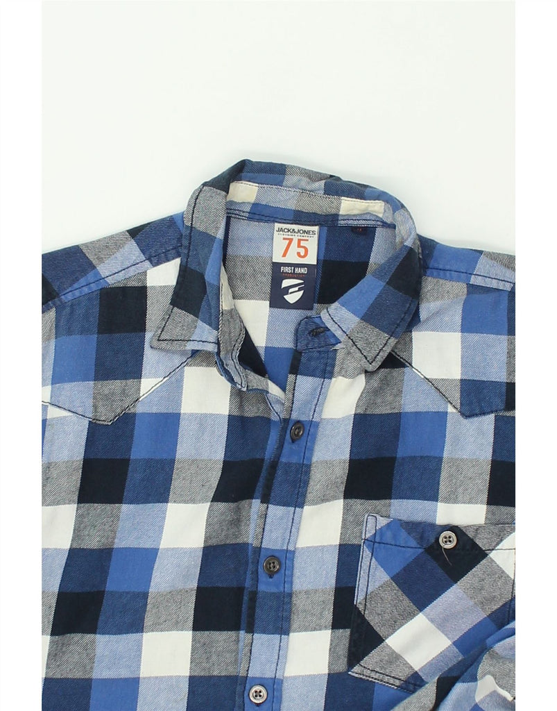 JACK & JONES Mens Flannel Shirt Medium Blue Check Cotton | Vintage Jack & Jones | Thrift | Second-Hand Jack & Jones | Used Clothing | Messina Hembry 