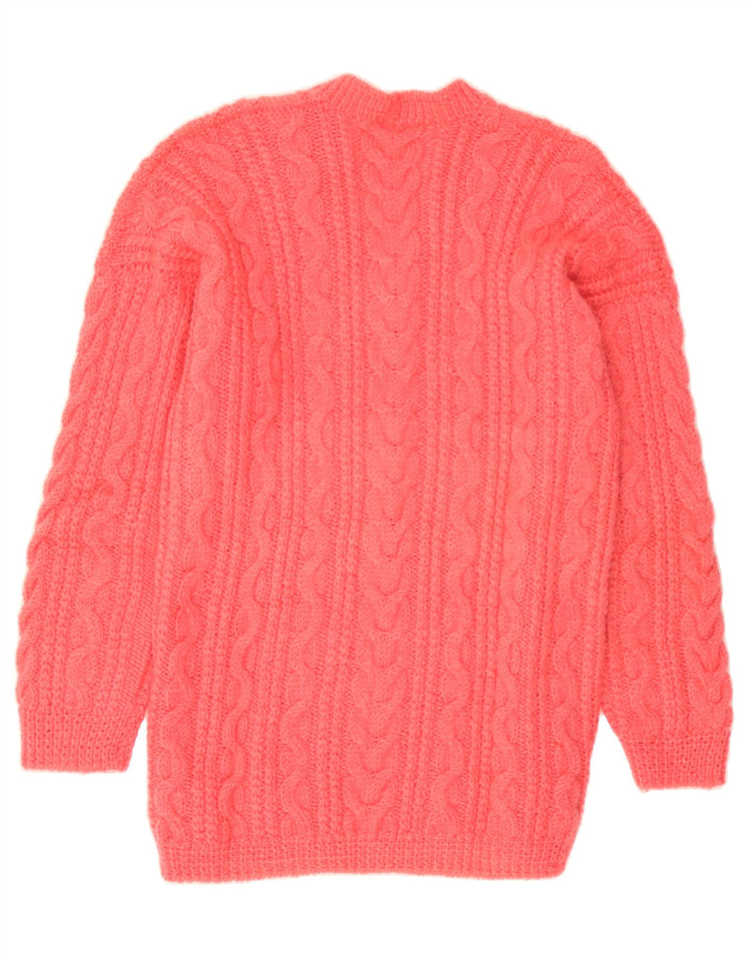 VINTAGE Womens Longline V-Neck Jumper Sweater UK 14 Medium Pink Vintage Vintage and Second-Hand Vintage from Messina Hembry 