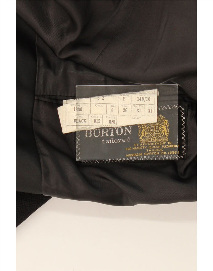 BURTON Mens 1 Button Blazer Jacket UK 36 Small Black Vintage Burton and Second-Hand Burton from Messina Hembry 