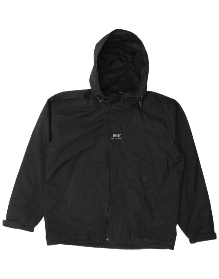 HELLY HANSEN Mens Hooded Rain Jacket UK 38 Medium Black Polyester