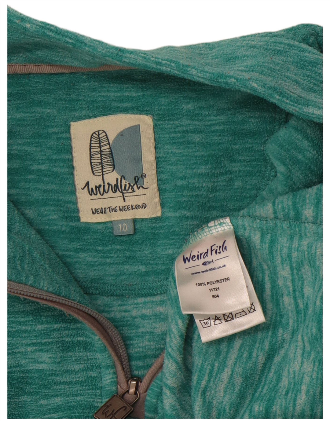 Weird Fish Womens Oversized Fleece Jumper UK 10 Small Green Polyester