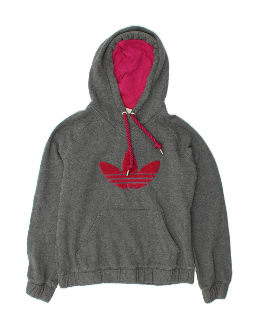 ADIDAS Womens Graphic Hoodie Jumper EU 38 Medium Grey Cotton Vintage Adidas and Second-Hand Adidas from Messina Hembry 