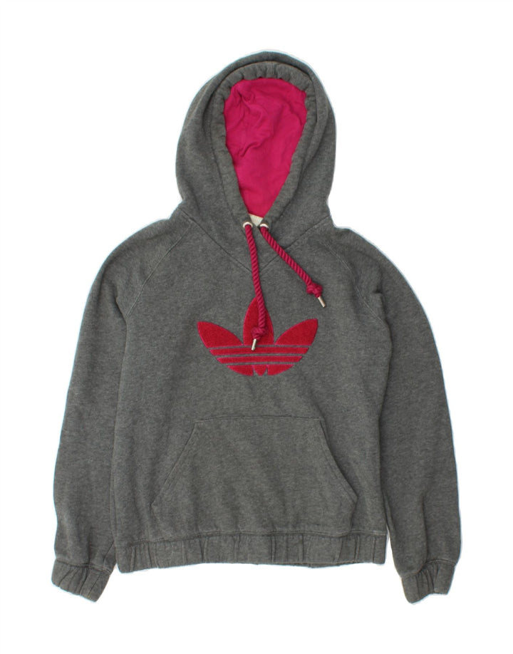 ADIDAS Womens Graphic Hoodie Jumper EU 38 Medium Grey Cotton Vintage Adidas and Second-Hand Adidas from Messina Hembry 